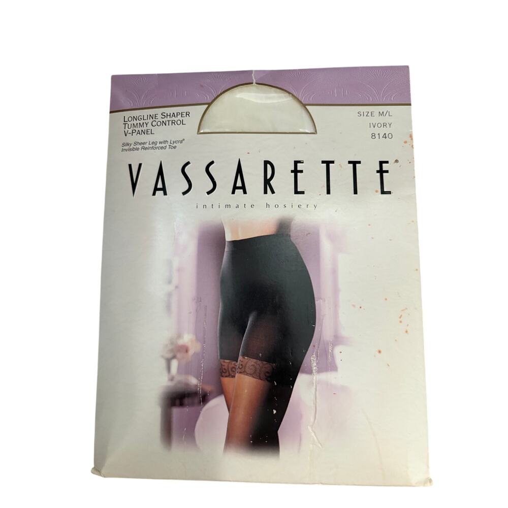 Vassarette 8140 Longline Shaper M/L Ivory Tummy Control Hosiery NOS
